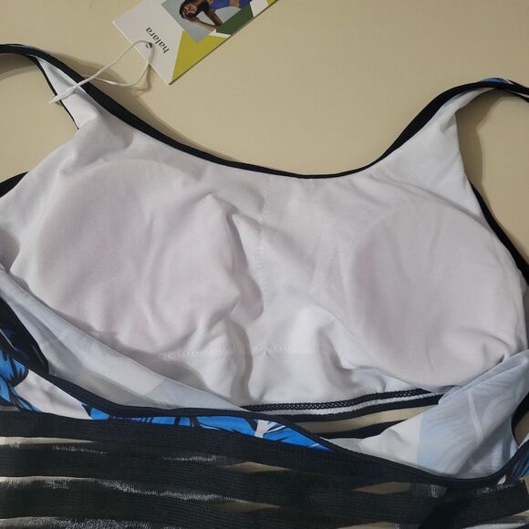 Halara Tropical Blue Leaf Print Women's One Piece Swimsuit - Picture 9 of 14